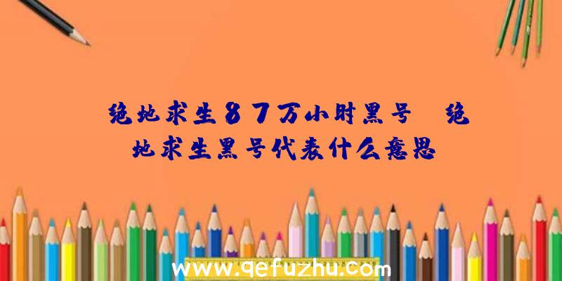 「绝地求生87万小时黑号」|绝地求生黑号代表什么意思